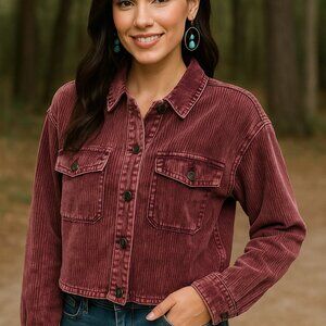 Crushed Berry Corduroy "Shacket" – Boho Babe Edition - NWT